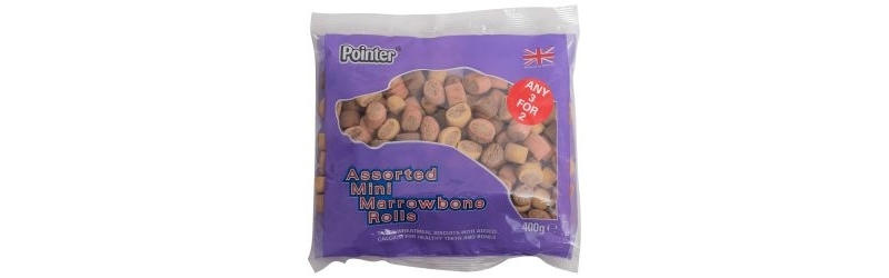 pointer mini marrowbone roll dog treats - 400g
