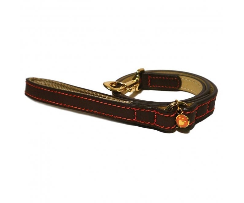 rosewood lux leather brown dog lead 102x2cm