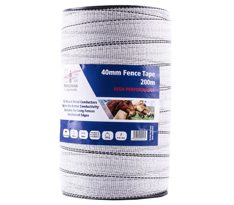 fenceman high performance tape white 40mm (1 x 200m roll)