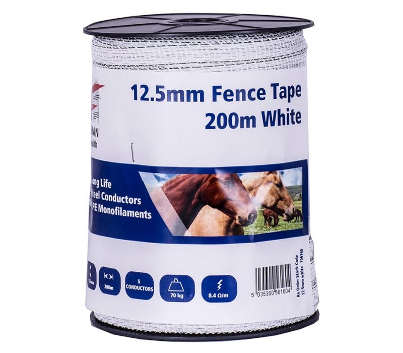 fenceman tape white 12.5mm (1 x 200m roll)