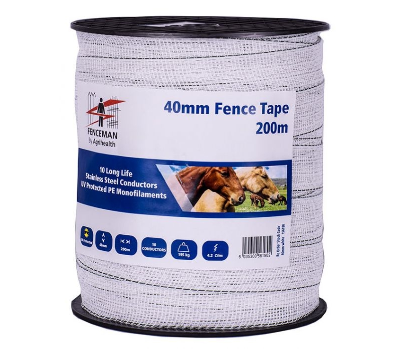fenceman tape white 40mm (1 x 200m roll)