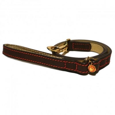 rosewood lux leather brown dog lead 102x2cm