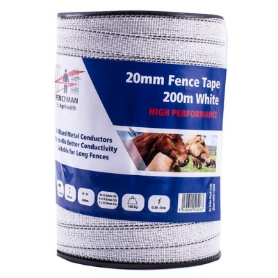 fenceman high performance tape white 20mm (1 x 200m roll)