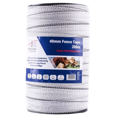 fenceman high performance tape white 40mm (1 x 200m roll)