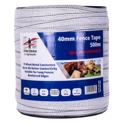 fenceman high performance tape white - 40mm (1 x 500m roll)
