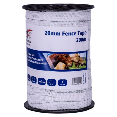 fenceman tape white 20mm (1 x 200m roll)