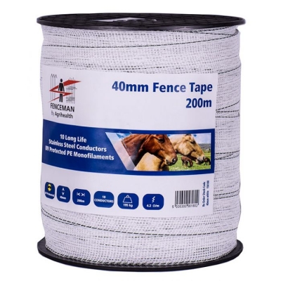 fenceman tape white 40mm (1 x 200m roll)