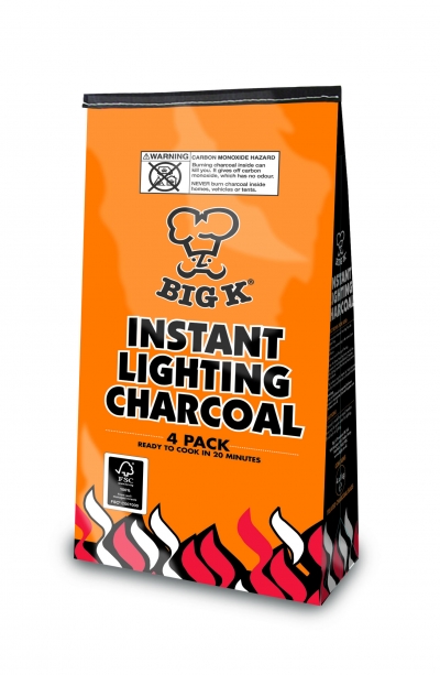 big k instant light charcoal - 4 x 1kg bags