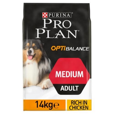 pro plan optibalance rich in chicken medium adult dog food 3kg