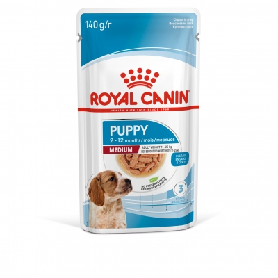 royal canin medium puppy wet pouches dog food - 10 x 140g