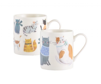 cosy cats assorted fine china mugs