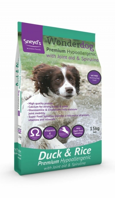 wonderdog premium duck & rice with spirulina hypoallergenic - 15kg